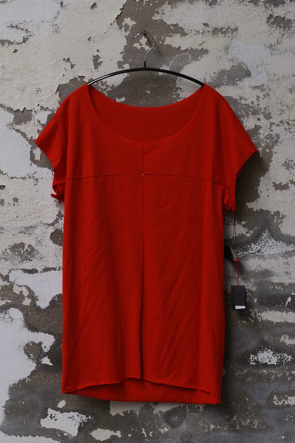 m.a+ Maurizio Amadei Unisex Hand-sewn One-piece Ultra-short Sleeve T-shirt Italy MA-T211B JCL10-SHH Red